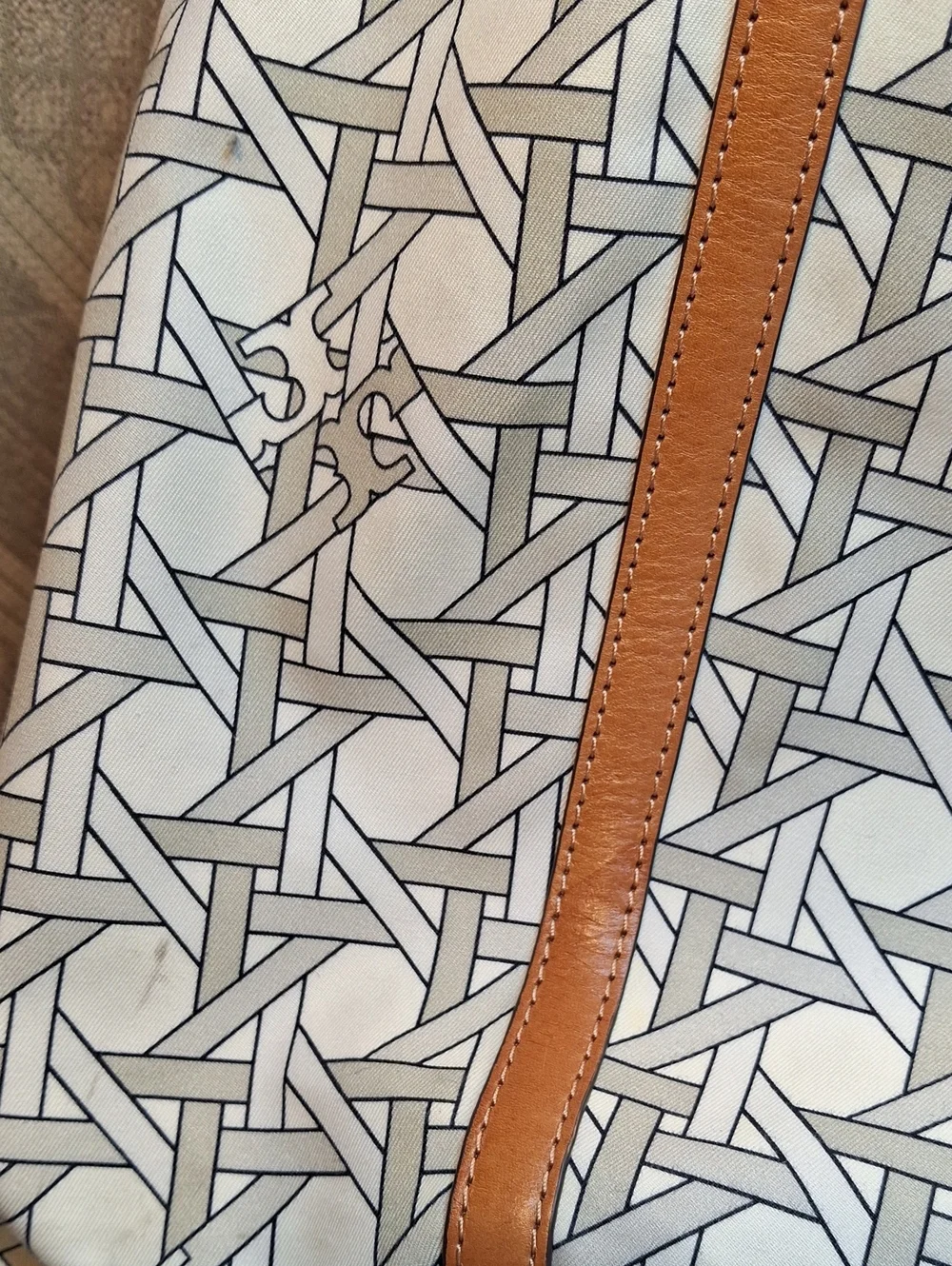 Tory Burch Canvas & Leather Basketweave Large Tote